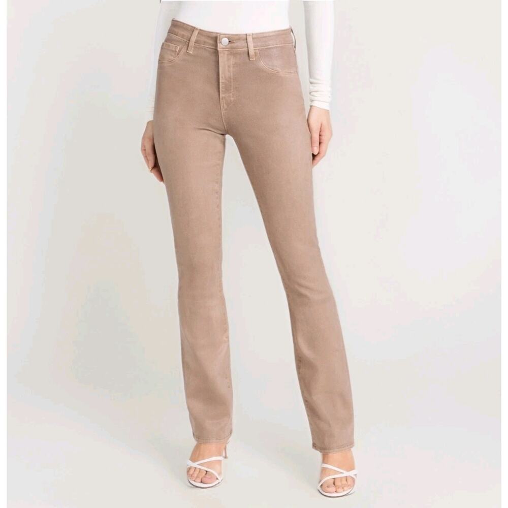 L'Agence Selma Coated Jean Womens 31 Petal Baby Bootcut High Rise Quiet Luxury